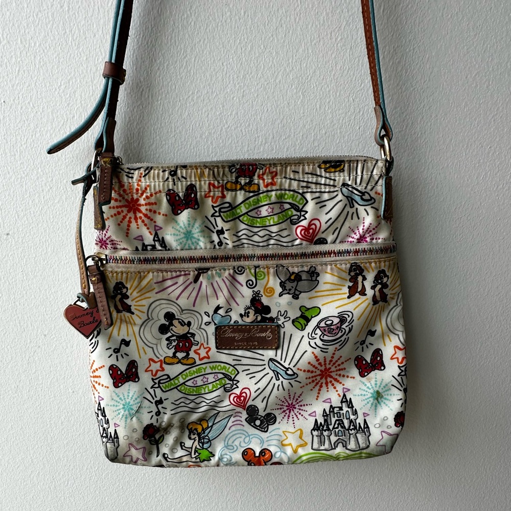 Dooney and Bourke Disney Parks White Sketch Character Cross Body Purse